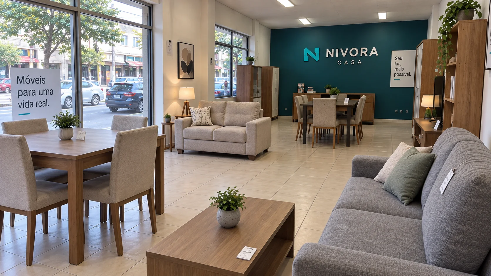 Ambiente ilustrativo da identidade Nivora Casa com móveis e decoração
